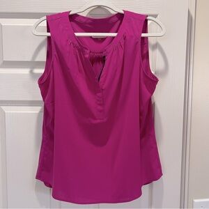 Calvin Klein Fuchsia Silky Sleeveless Blouse Size Lg Business Casual Summer C7